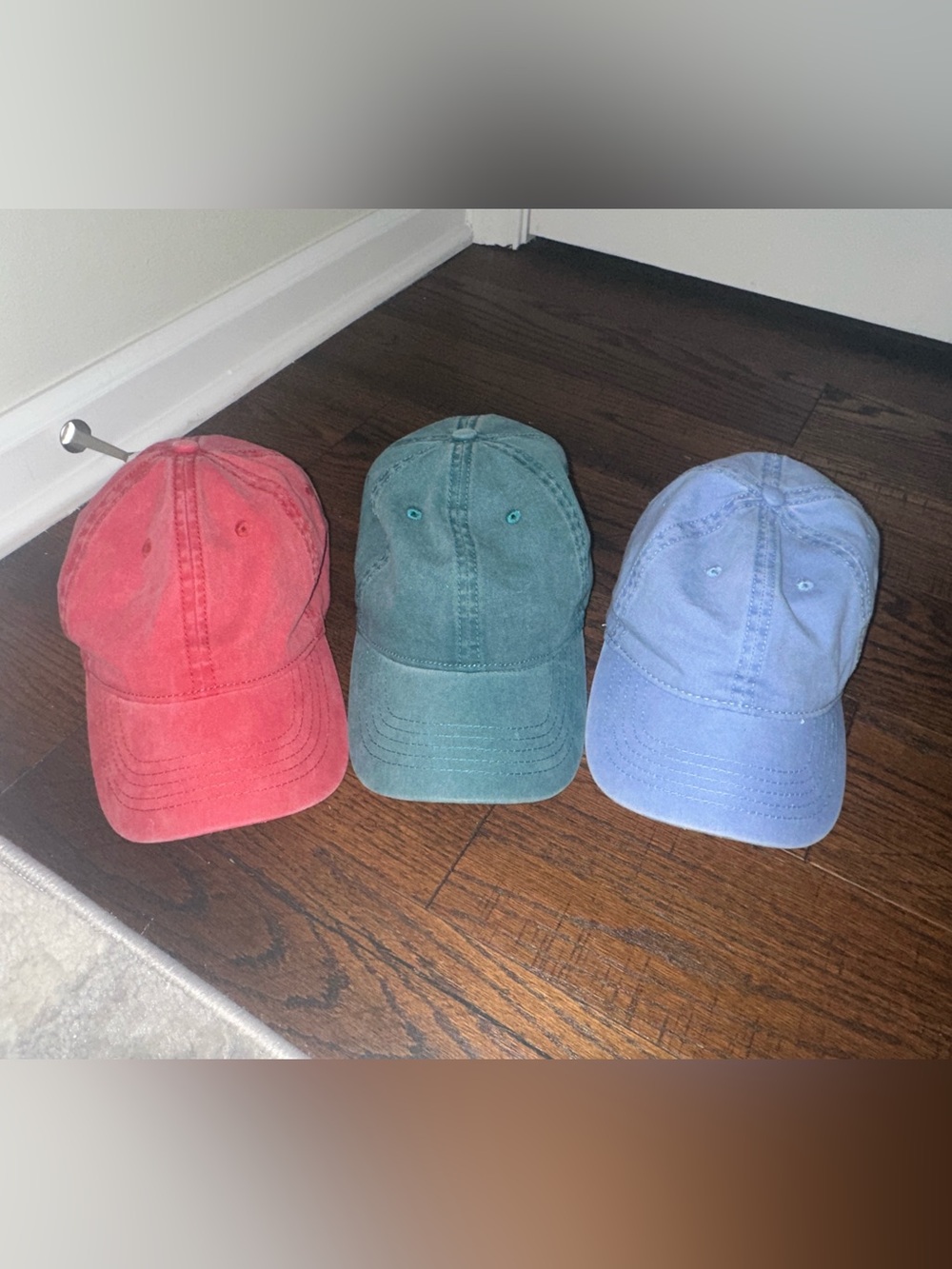 Cap Hat Strap Back Adjustable Womens Blue Red Green Washed Distressed Faded